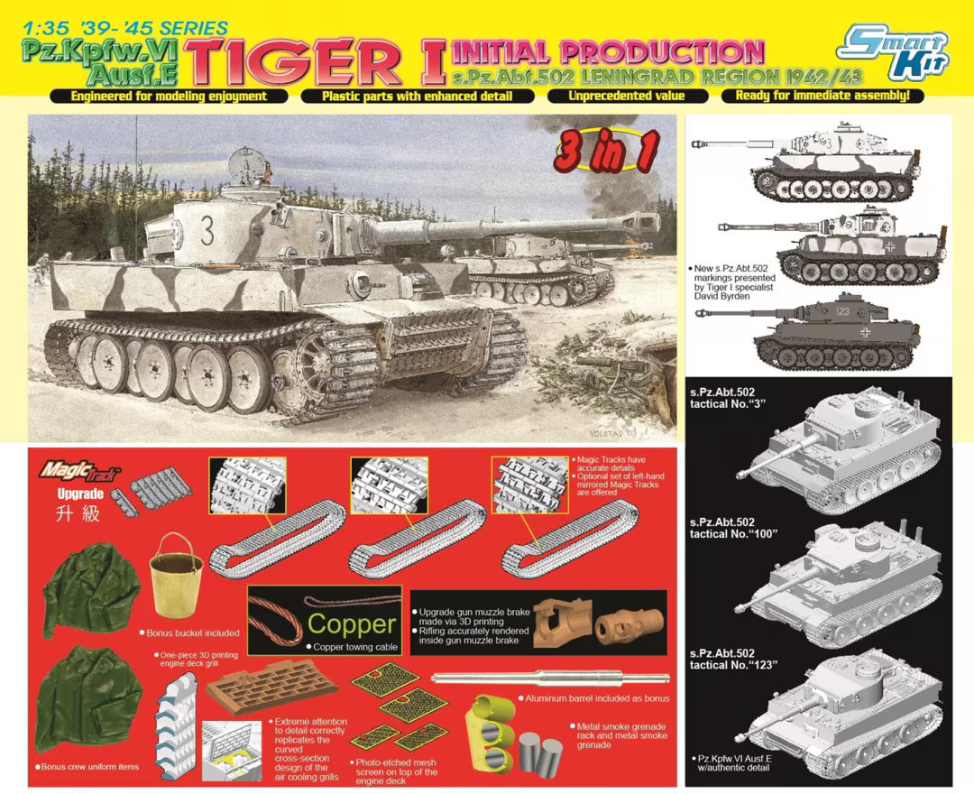 Dragon Models 1/35 Tiger I Initial Production s.Pz.Abt.502 Leningrad Region 1942/43